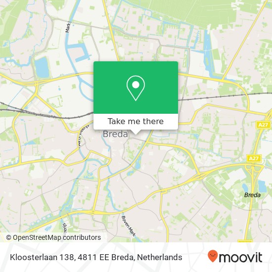 Kloosterlaan 138, 4811 EE Breda kaart