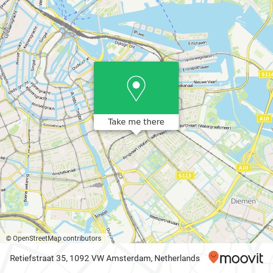 Retiefstraat 35, 1092 VW Amsterdam kaart
