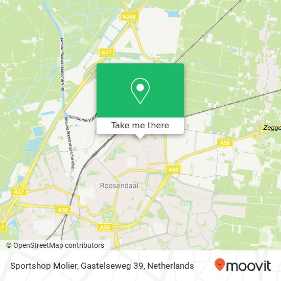 Sportshop Molier, Gastelseweg 39 kaart