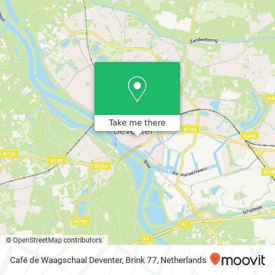 Café de Waagschaal Deventer, Brink 77 kaart