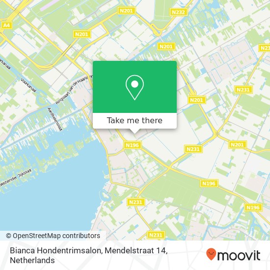 Bianca Hondentrimsalon, Mendelstraat 14 kaart