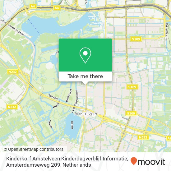 Kinderkorf Amstelveen Kinderdagverblijf Informatie, Amsterdamseweg 209 kaart