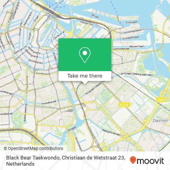 Black Bear Taekwondo, Christiaan de Wetstraat 23 kaart