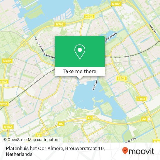 Platenhuis het Oor Almere, Brouwerstraat 10 kaart