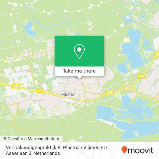 Verloskundigenpraktijk A. Plasman Vlijmen EO, Asserlaan 3 kaart