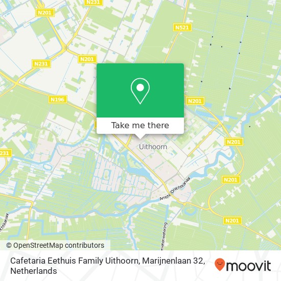 Cafetaria Eethuis Family Uithoorn, Marijnenlaan 32 kaart