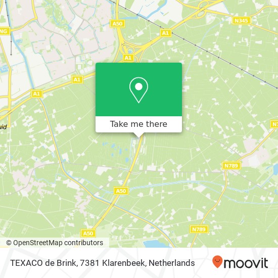 TEXACO de Brink, 7381 Klarenbeek kaart
