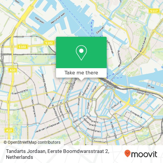 Tandarts Jordaan, Eerste Boomdwarsstraat 2 kaart