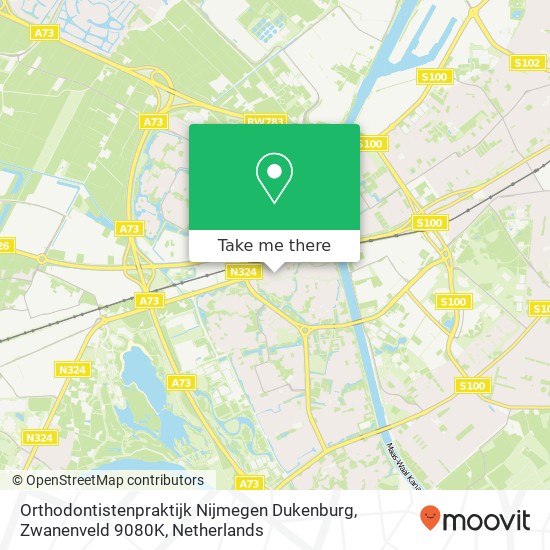 Orthodontistenpraktijk Nijmegen Dukenburg, Zwanenveld 9080K kaart