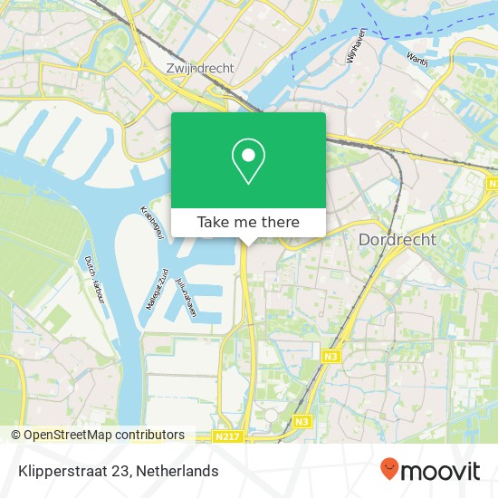 Klipperstraat 23, 3317 ZE Dordrecht kaart