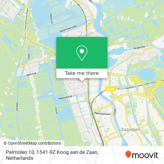 Pelmolen 10, 1541 RZ Koog aan de Zaan kaart