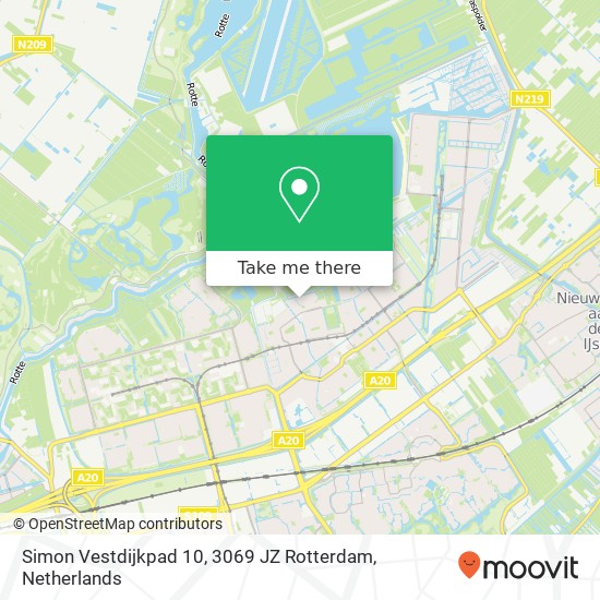 Simon Vestdijkpad 10, 3069 JZ Rotterdam kaart