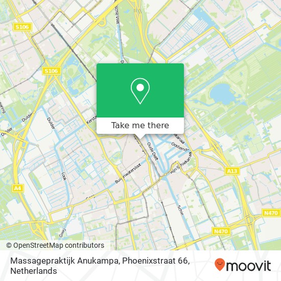 Massagepraktijk Anukampa, Phoenixstraat 66 kaart