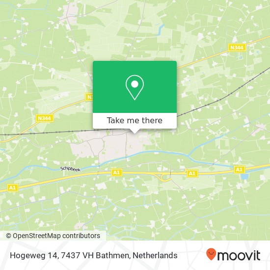 Hogeweg 14, 7437 VH Bathmen kaart