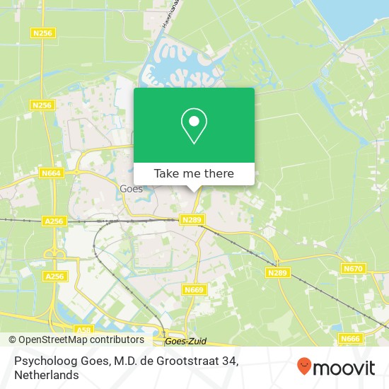 Psycholoog Goes, M.D. de Grootstraat 34 kaart