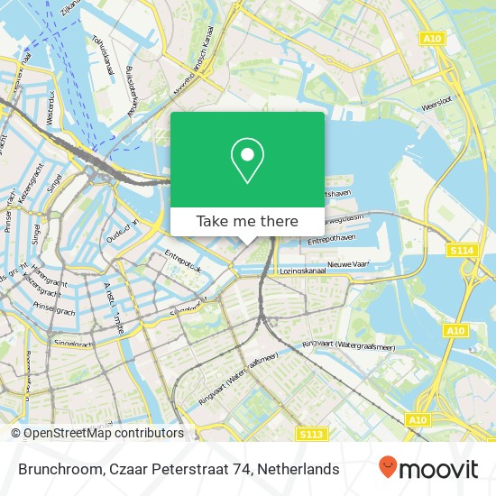 Brunchroom, Czaar Peterstraat 74 kaart