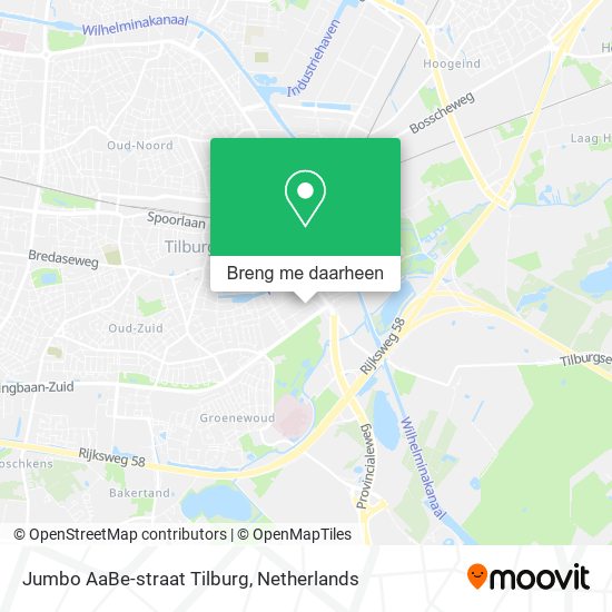 Jumbo AaBe-straat Tilburg kaart