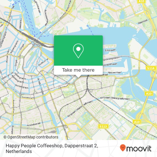 Happy People Coffeeshop, Dapperstraat 2 kaart