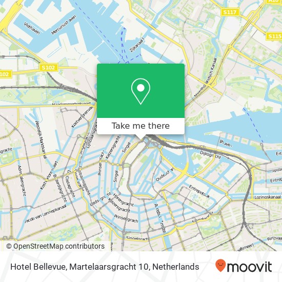 Hotel Bellevue, Martelaarsgracht 10 kaart