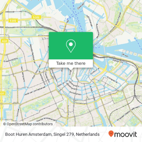 Boot Huren Amsterdam, Singel 279 kaart