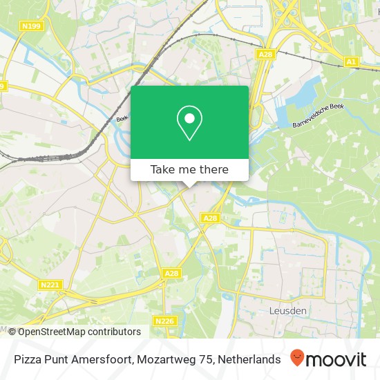 Pizza Punt Amersfoort, Mozartweg 75 kaart