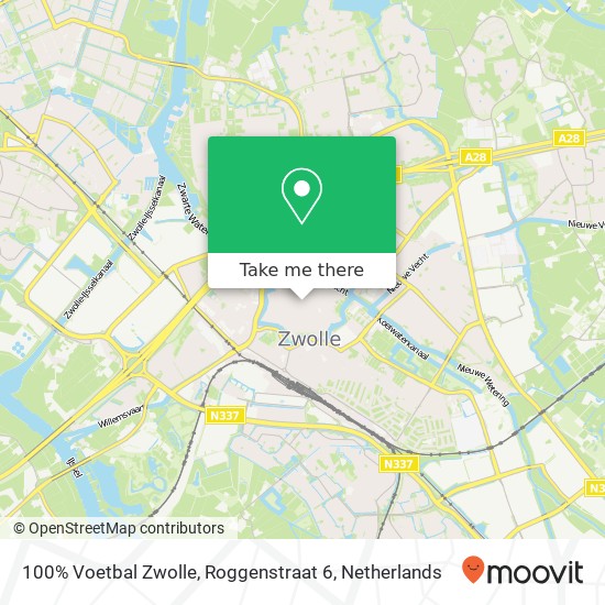 100% Voetbal Zwolle, Roggenstraat 6 kaart