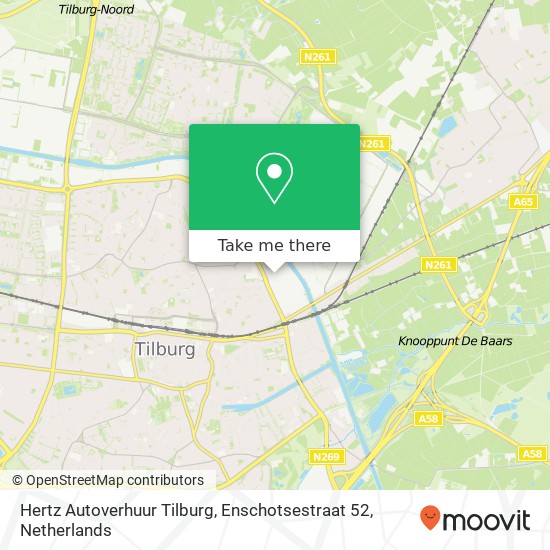 Hertz Autoverhuur Tilburg, Enschotsestraat 52 kaart