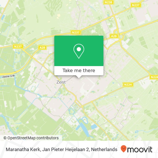 Maranatha Kerk, Jan Pieter Heijelaan 2 kaart