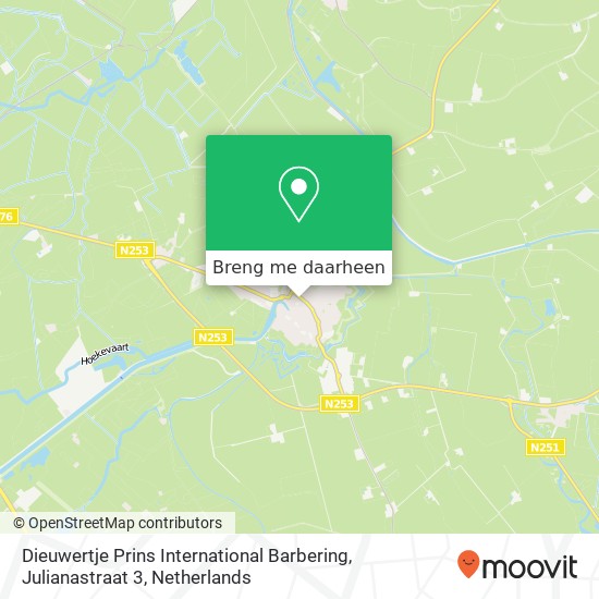 Dieuwertje Prins International Barbering, Julianastraat 3 kaart
