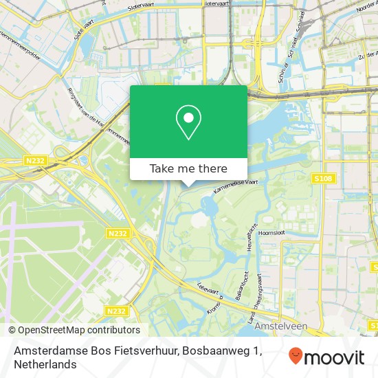 Amsterdamse Bos Fietsverhuur, Bosbaanweg 1 kaart