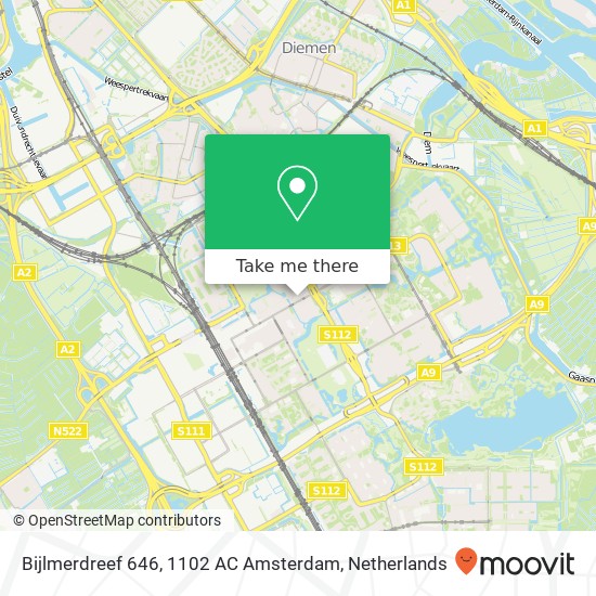 Bijlmerdreef 646, 1102 AC Amsterdam kaart