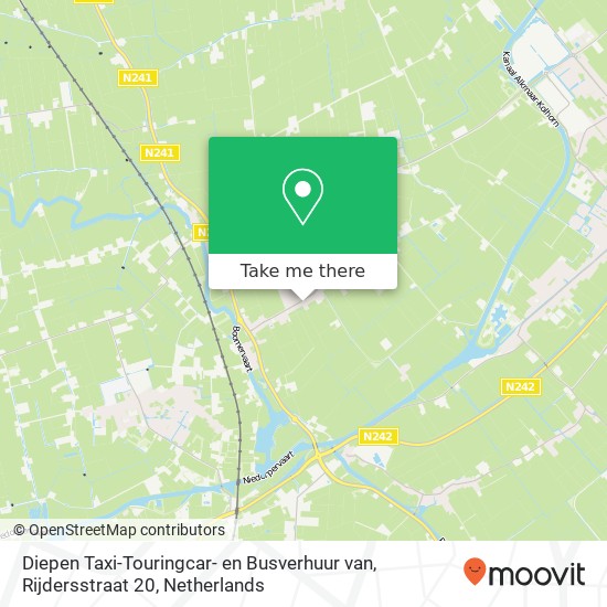 Diepen Taxi-Touringcar- en Busverhuur van, Rijdersstraat 20 kaart