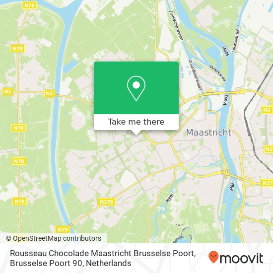 Rousseau Chocolade Maastricht Brusselse Poort, Brusselse Poort 90 kaart