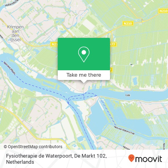 Fysiotherapie de Waterpoort, De Markt 102 kaart