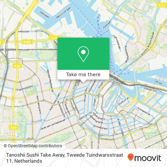 Tanoshii Sushi Take Away, Tweede Tuindwarsstraat 11 kaart