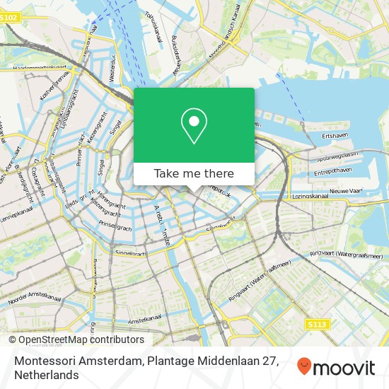 Montessori Amsterdam, Plantage Middenlaan 27 kaart