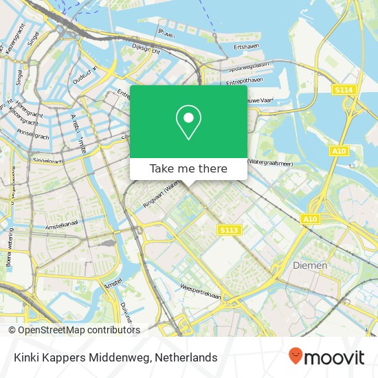 Kinki Kappers Middenweg, Middenweg 57 kaart