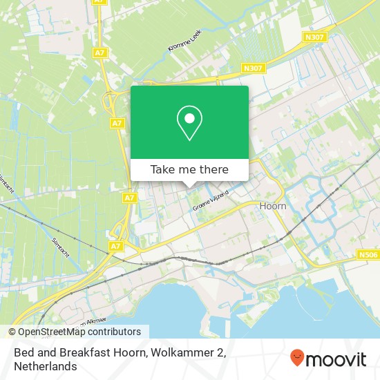 Bed and Breakfast Hoorn, Wolkammer 2 kaart