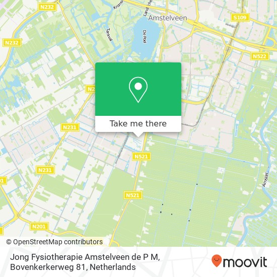 Jong Fysiotherapie Amstelveen de P M, Bovenkerkerweg 81 kaart