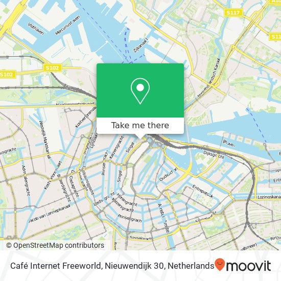 Café Internet Freeworld, Nieuwendijk 30 kaart