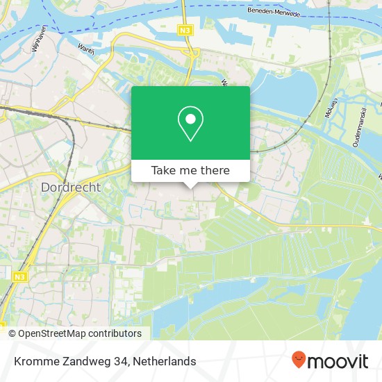 Kromme Zandweg 34, 3319 GH Dordrecht kaart