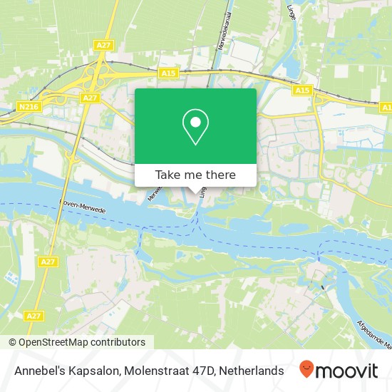 Annebel's Kapsalon, Molenstraat 47D kaart