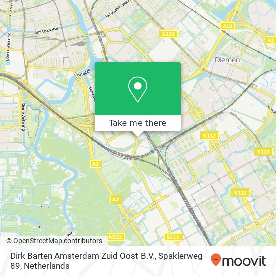 Dirk Barten Amsterdam Zuid Oost B.V., Spaklerweg 89 kaart
