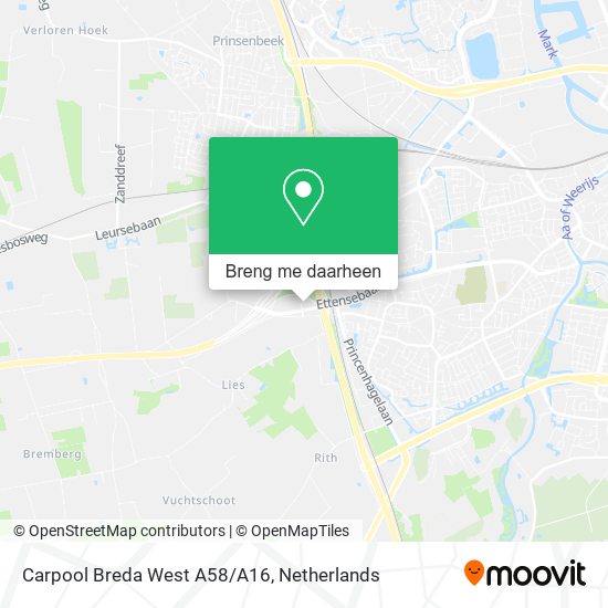 Carpool Breda West A58/A16 kaart