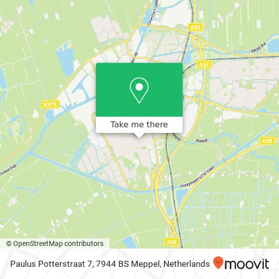 Paulus Potterstraat 7, 7944 BS Meppel kaart