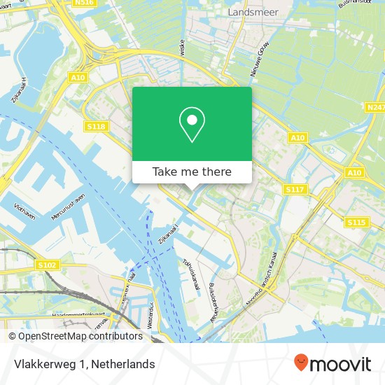 Vlakkerweg 1 kaart