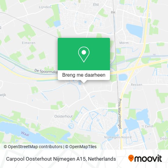 Carpool Oosterhout Nijmegen A15 kaart