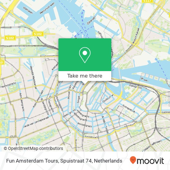 Fun Amsterdam Tours, Spuistraat 74 kaart