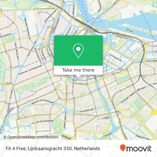 Fit 4 Free, Lijnbaansgracht 350 kaart