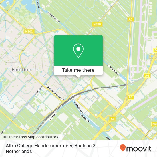 Altra College Haarlemmermeer, Boslaan 2 kaart